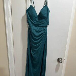 Peacock green formal dress